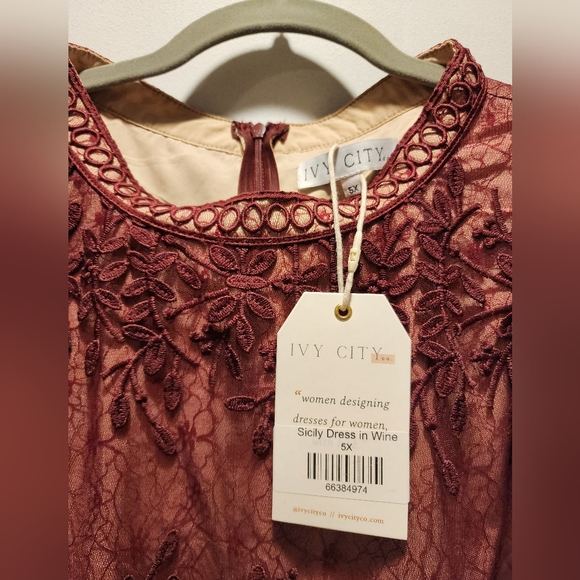 Elegant Wine Lace Dress - Picture 2 of 6